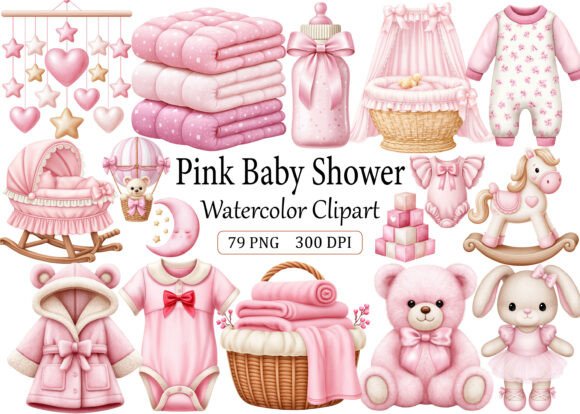 Download Pink Baby Shower Clipart Watercolor PNG - Art Collection