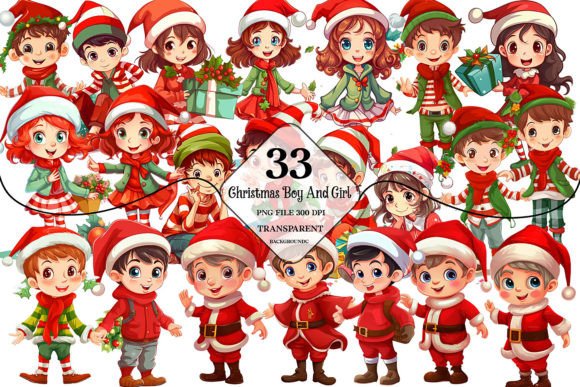 Download Christmas Elf Boy Girl Clipart - Art Collection
