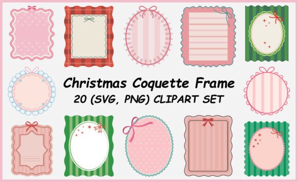 Download Christmas Coquette Frame Clipart SVG Set - Art Collection