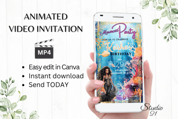 Download Smartphone Mermaid Birthday Invite - Art Collection