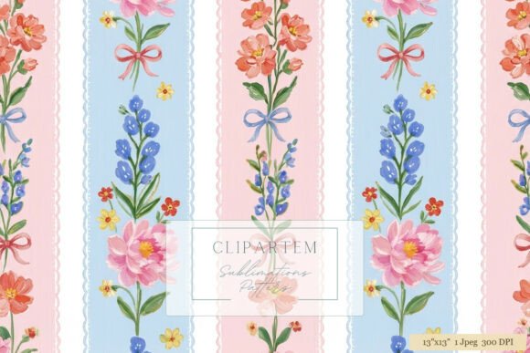Download Floral Stripe Sublimation Pattern Art - Art Collection
