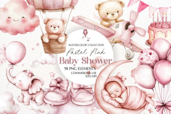 Download Pastel Pink Baby Shower Clipart - Art Collection