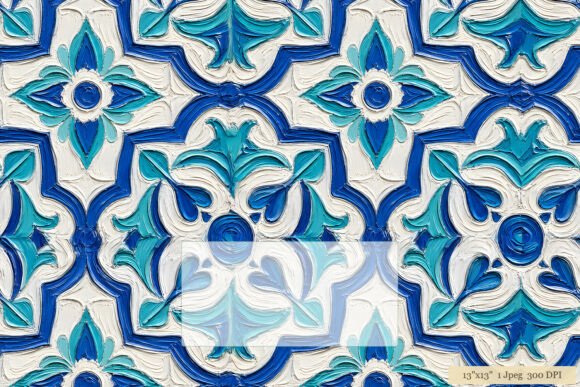 Download Blue Teal Majolica Tile Pattern Art - Art Collection