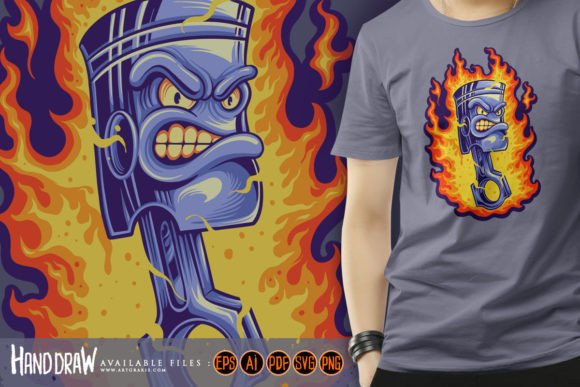 Download Flame Piston Hot Rod Logo Cartoon SVG - Art Collection