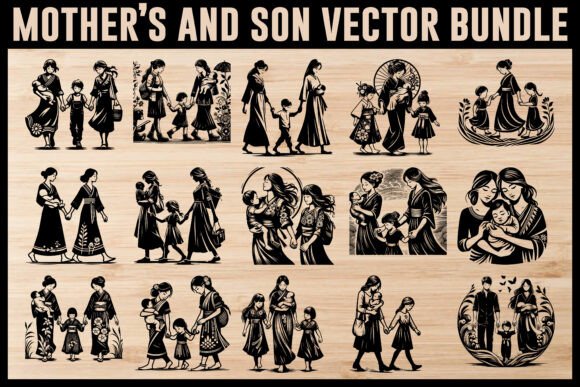 Download Mother and Son Love – Vector Art Bundle - Art Collection