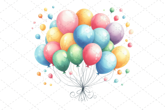 Download Joyful Balloons Watercolor Clipart - Art Collection