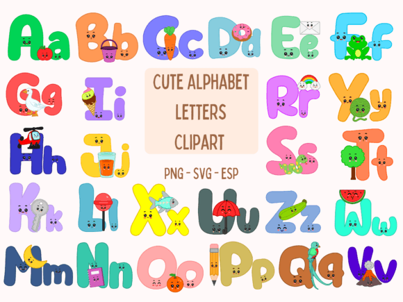 Download Cute Alphabet Letters Clipart - Art Collection