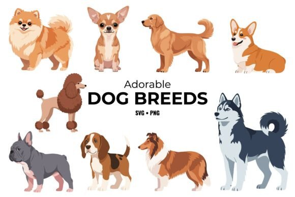 Download Adorable Dog Breeds Clipart Cartoon SVG - Art Collection