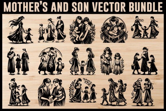 Download Mother and Son Love – Vector Art Bundle - Art Collection