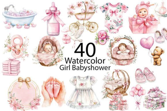 Download Girl Babyshower Watercolor Clipart  - Art Collection