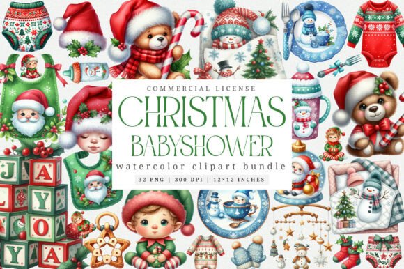 Download Christmas Babyshower Cliparts Bundle - Art Collection