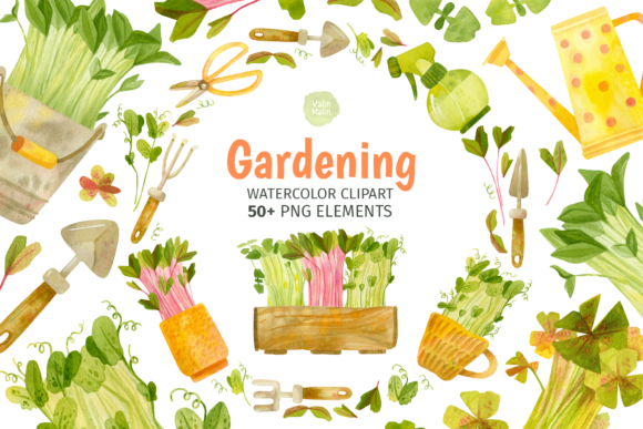 Download Watercolor Garden Tools, Herbs Clipart - Art Collection
