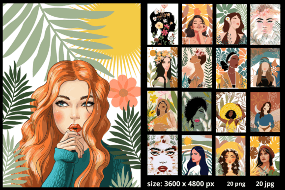 Download Boho Femme Portraits Wall Art - Art Collection