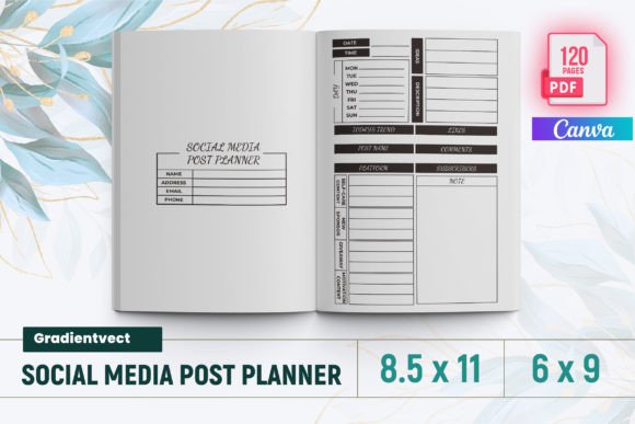 Download (KDP) Social Media Post Planner Canva - Social media Collection