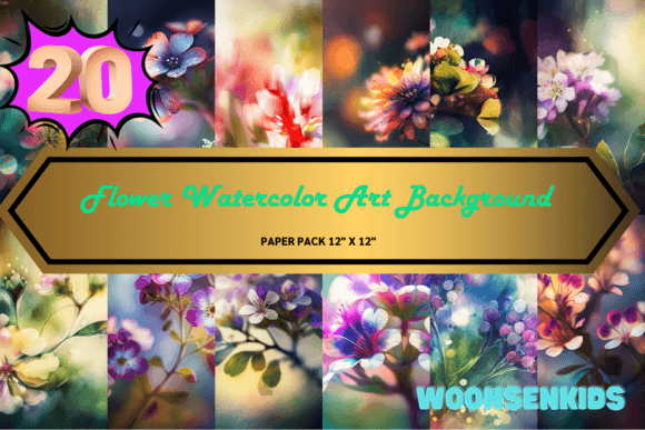 Download 20 Flower Watercolor Art Background Png Kdp Digital Paper - Art Collection
