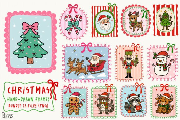 Download Christmas Coquette Frame Clipart Bundle - Art Collection