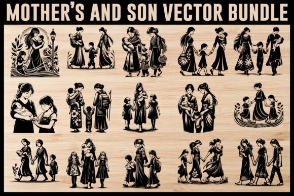 Download Mother and Son Love – Vector Art Bundle - Art Collection