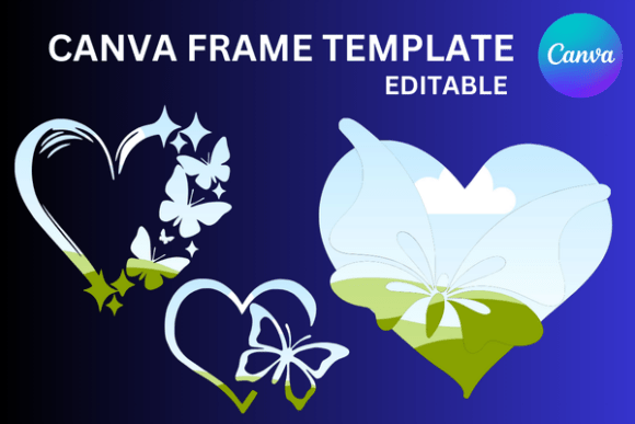 Download Butterfly Hearts Canva Frame Template - Art Collection