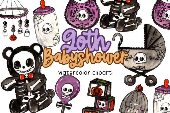 Download Watercolor Goth Babyshower Clipart - Art Collection