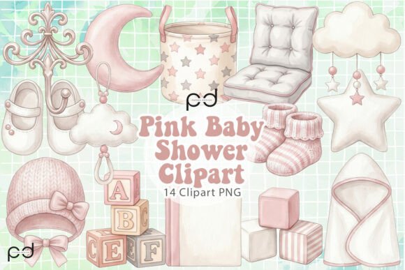 Download Pink Baby Shower Clipart Graphics - Art Collection